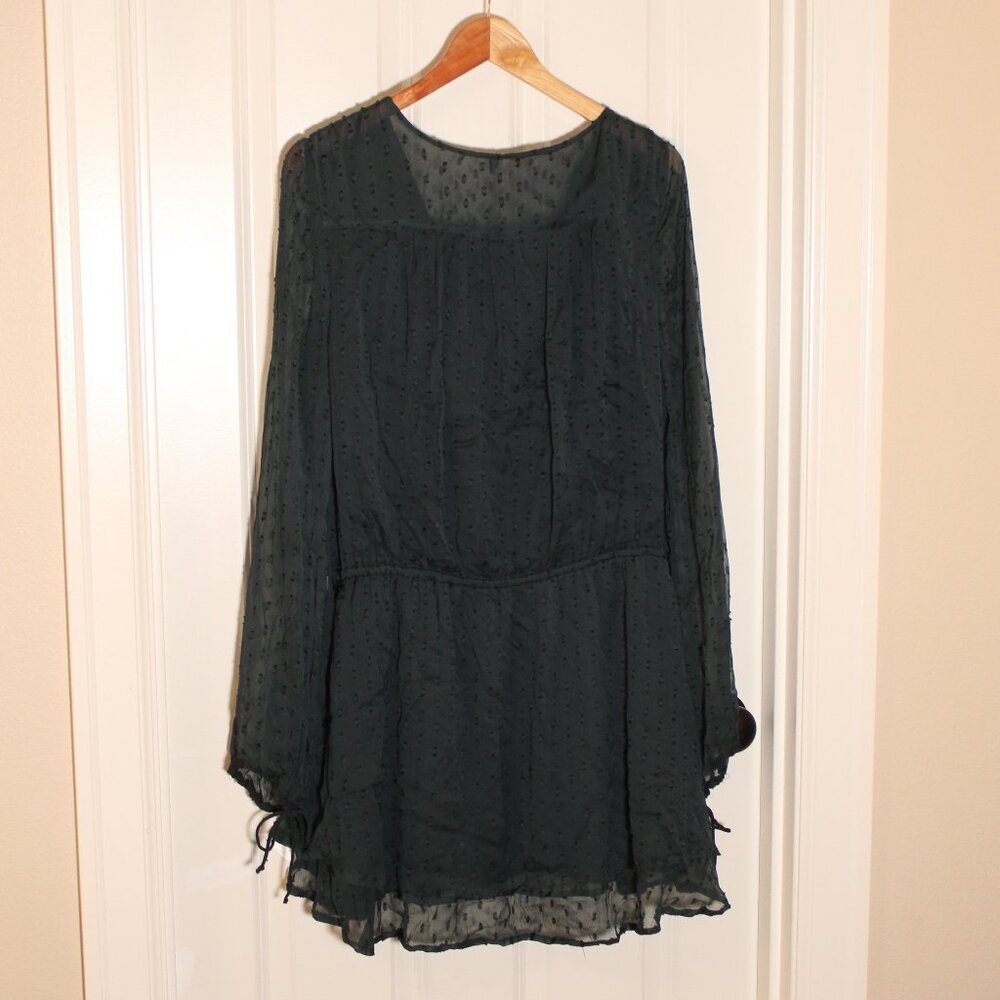 Free People Dahlia green wrap surplice dress long sleeve tunic Large - Picture 3 of 5